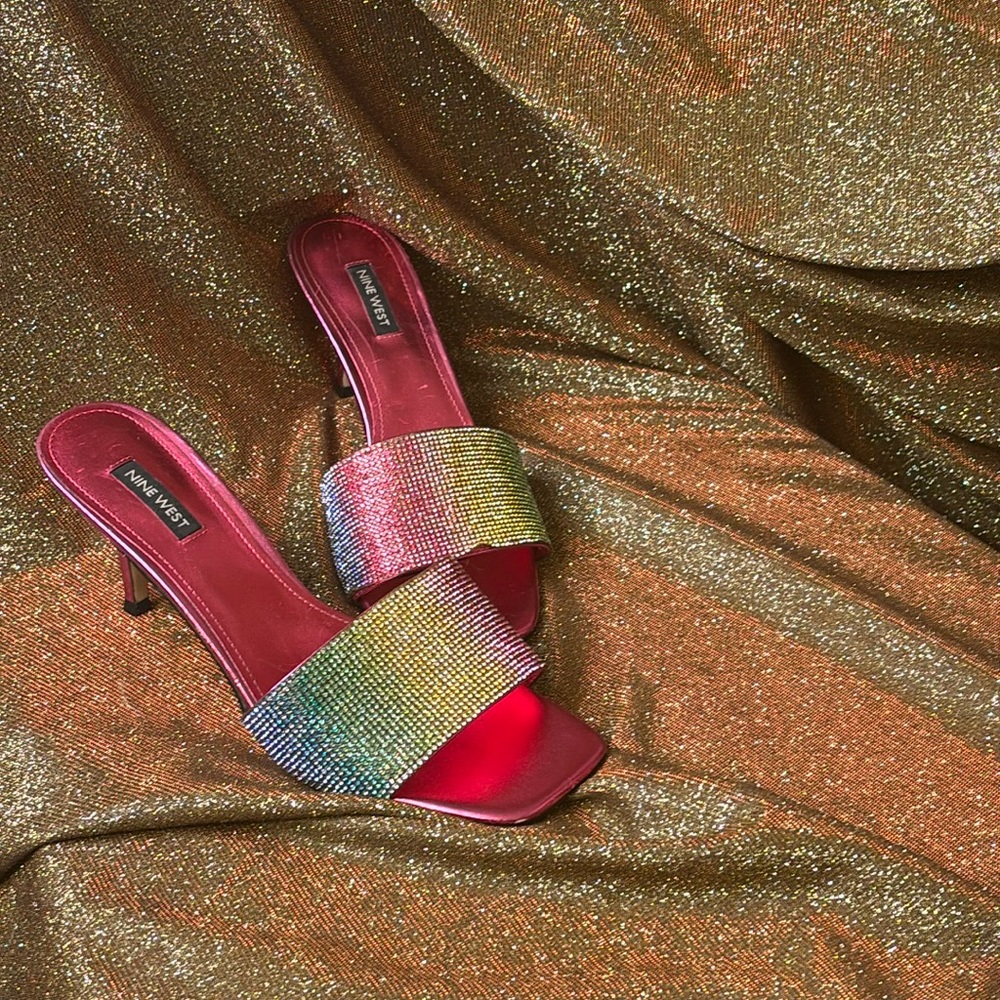 Pink Glitter Nine West Mini Heels size 8.5